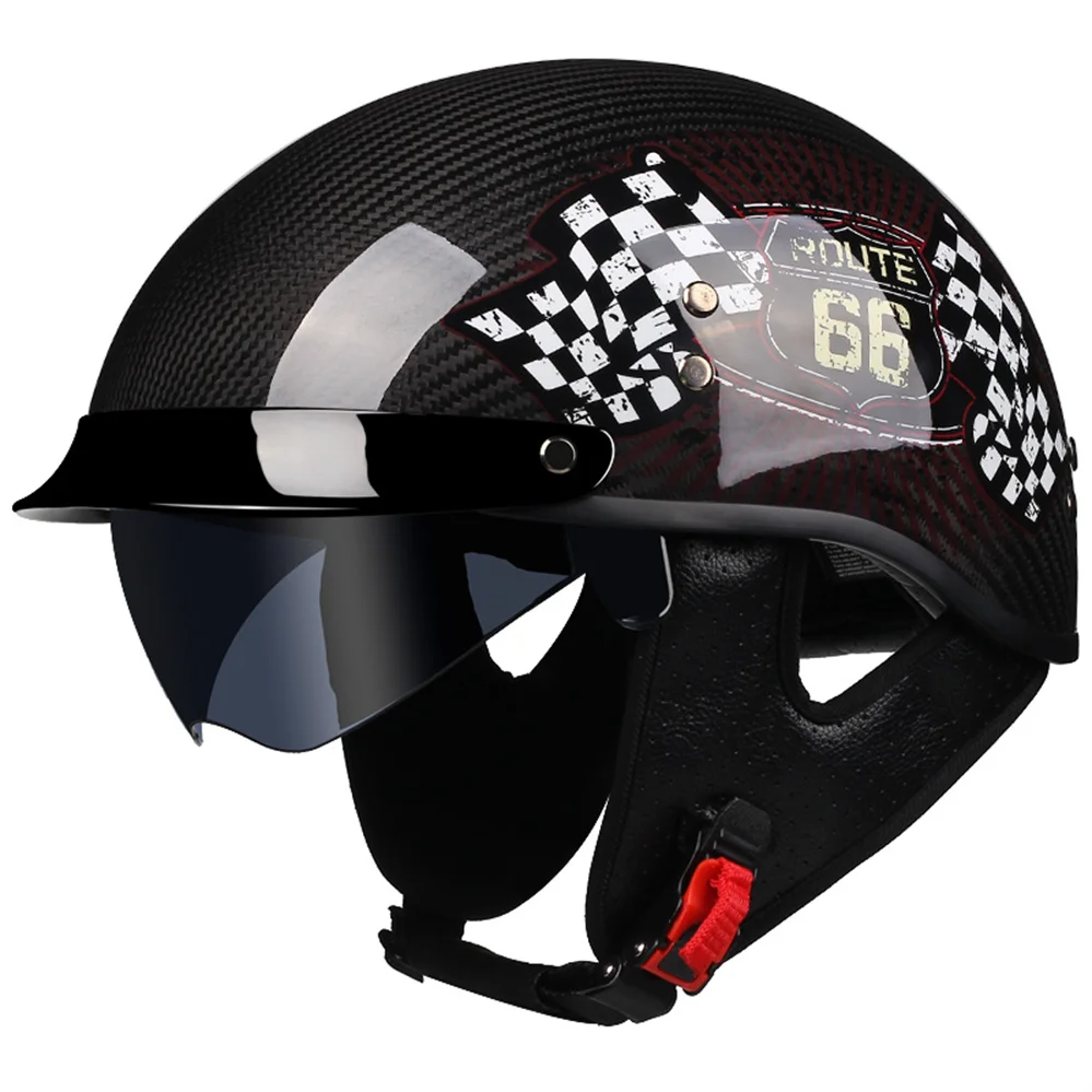 Personalised Vintage Handmade Carbon Fiber Half Face Motorcycle Helmet High Quality Retro Motorbike Scooter Riding Casque Moto