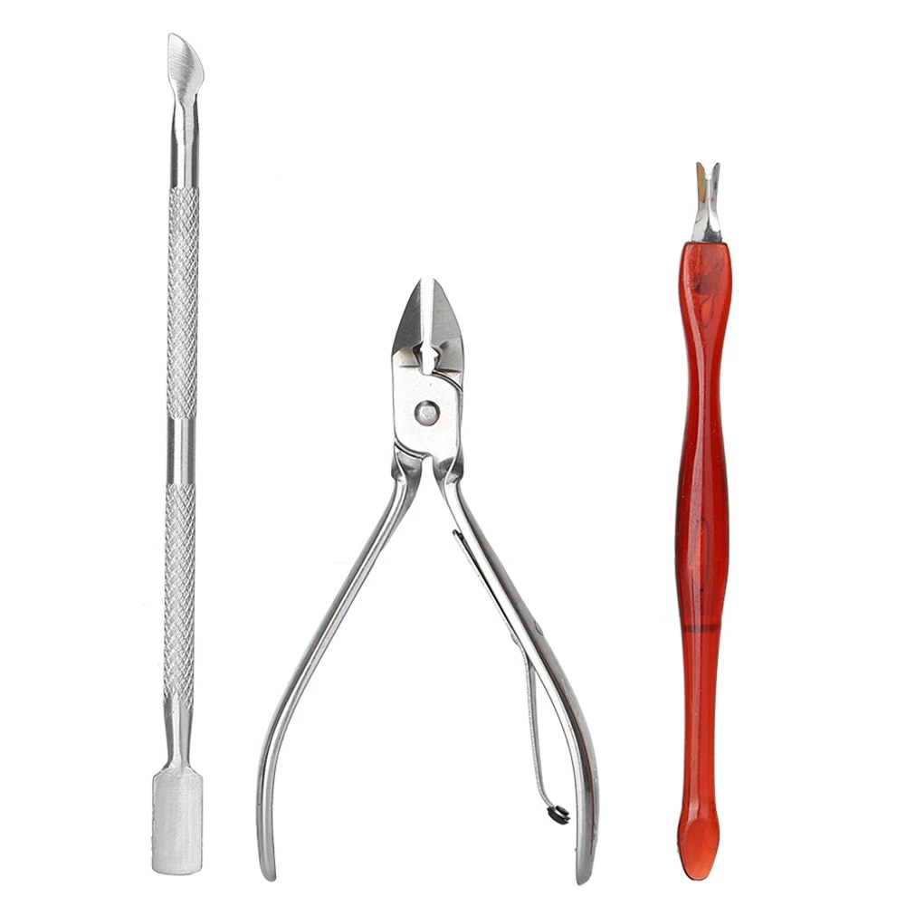 

3Pcs Stainless Steel Manicure Dead Skin Pusher Remover Clipper Nipper Cuticle Tool