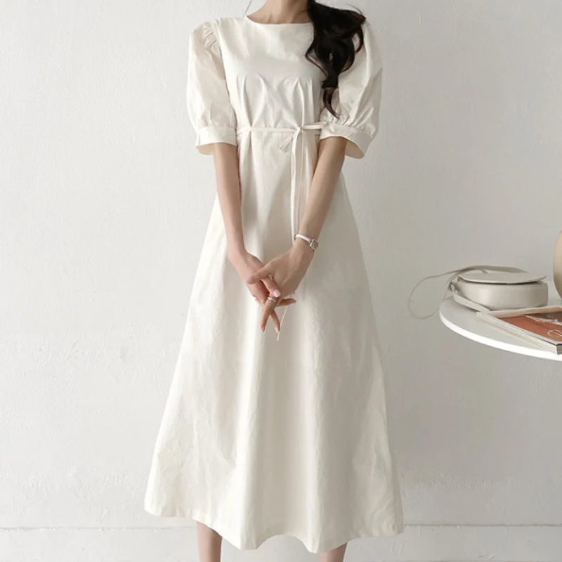 

Летнее женское длинное платье-макси 2022 VONDA, сексуальное однотонное платье-трапеция с коротким рукавом и высокой талией, повседневные женски...