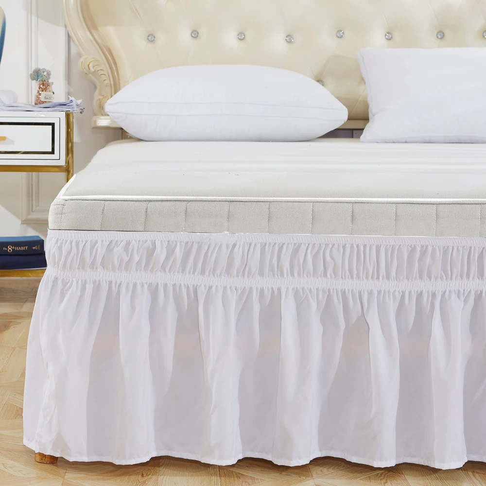 

Ruffled Bed Skirt Wrap Around Elastic Bed Skirt Bed Cover Home Hotel Bed Skirt Twin /Full/ Queen/ King Bed Decoration