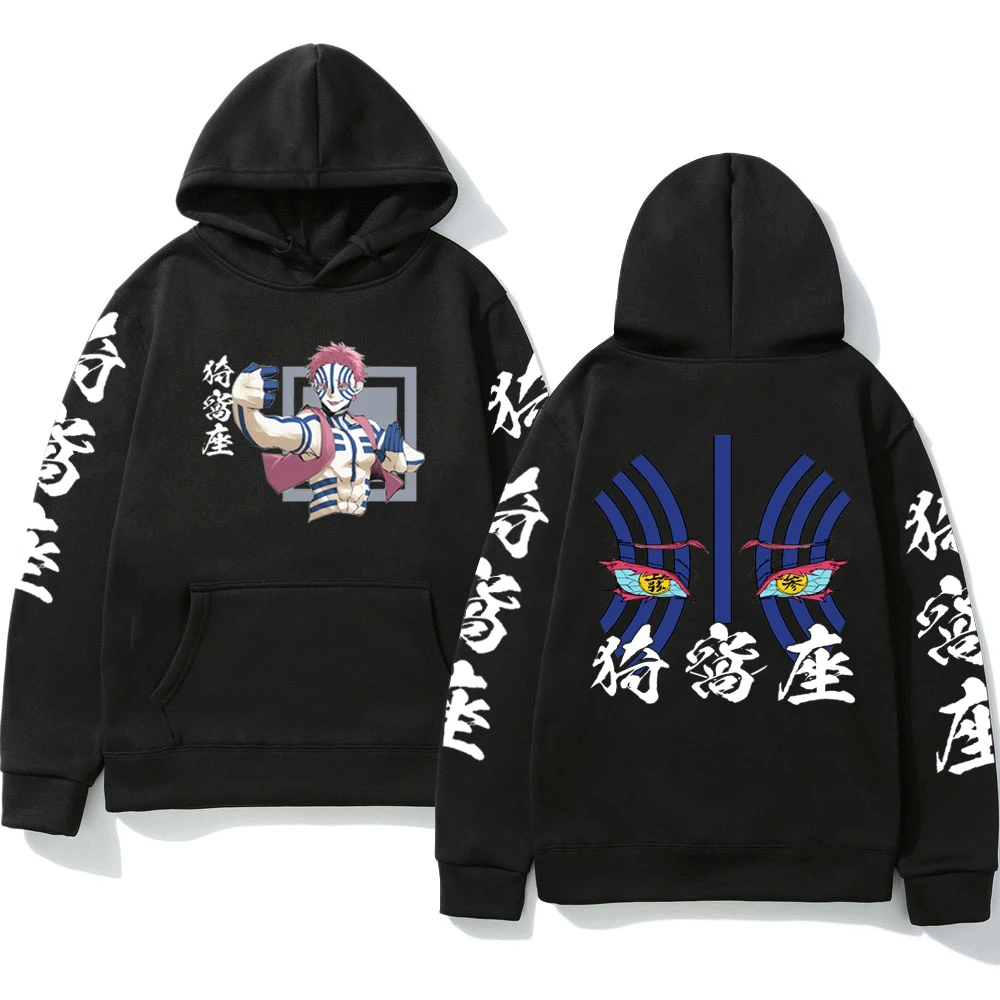 

New Japanese Anime Hoodie Men Demon Slayer Rengoku Akaza Twelve Kizuki Printed Pullover Unisex Couple Trend Sweatshirts