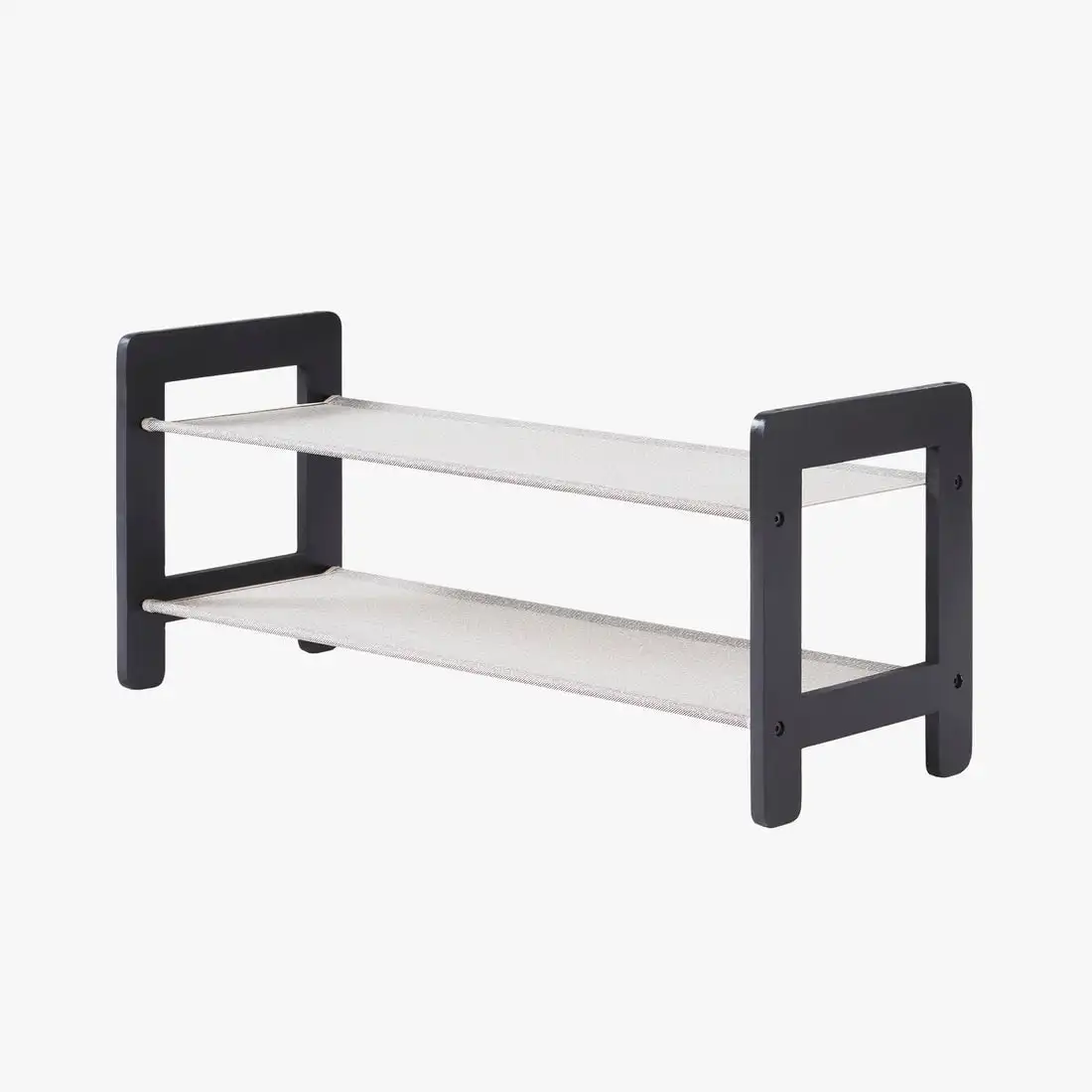 

2 Tier Wood Shoe Rack with Fabric Shelves