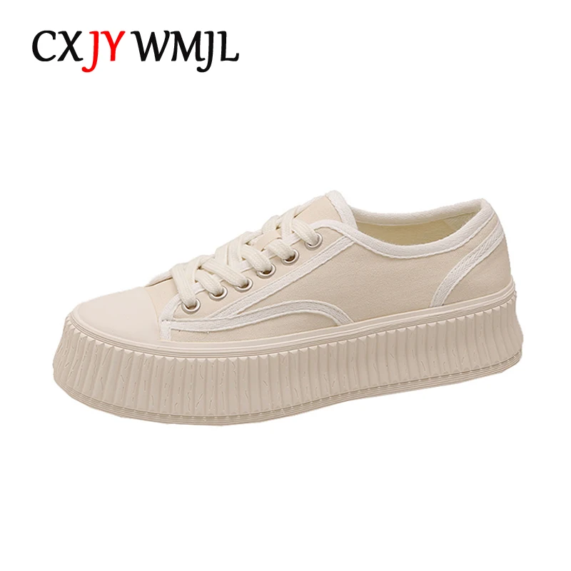 

Кеды CXJYWMJL женские на платформе, холщовые кроссовки, толстая подошва, повседневная Вулканизированная подошва, маленькие белые, летняя спорт...