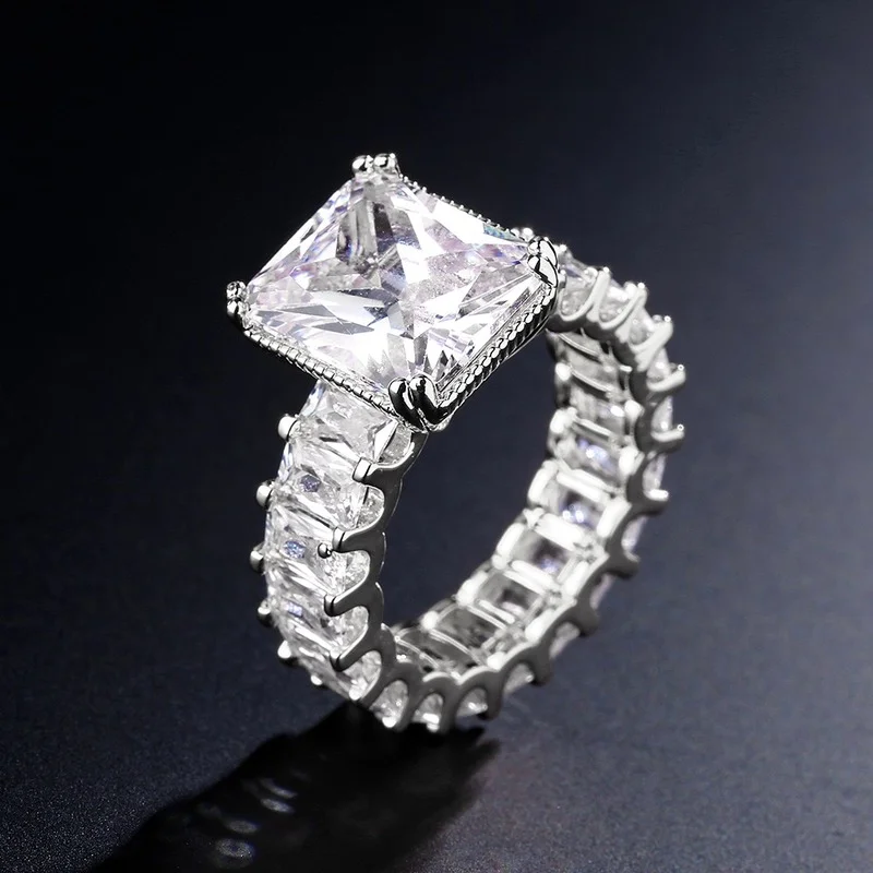 

Luxury Simple Geometric Square AAA Cubic Zirconia Engagement Rings for Women Exquisite Banquet CZ Finger Jewelry Wholesale