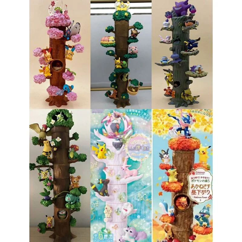 

8Pcs/Set Original Pokemon Toy tree stump Pocket Monster Pikachu Forest Action Figure Model Game Blind Box Poké Anime Toy For Kid