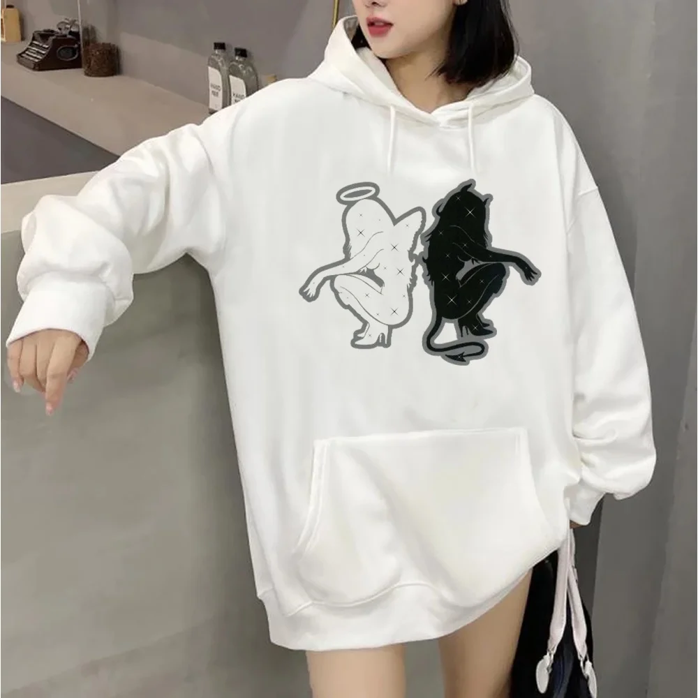 

y2k angel hoodies women Fleece streetwear funny tracksuit female 90s Hood