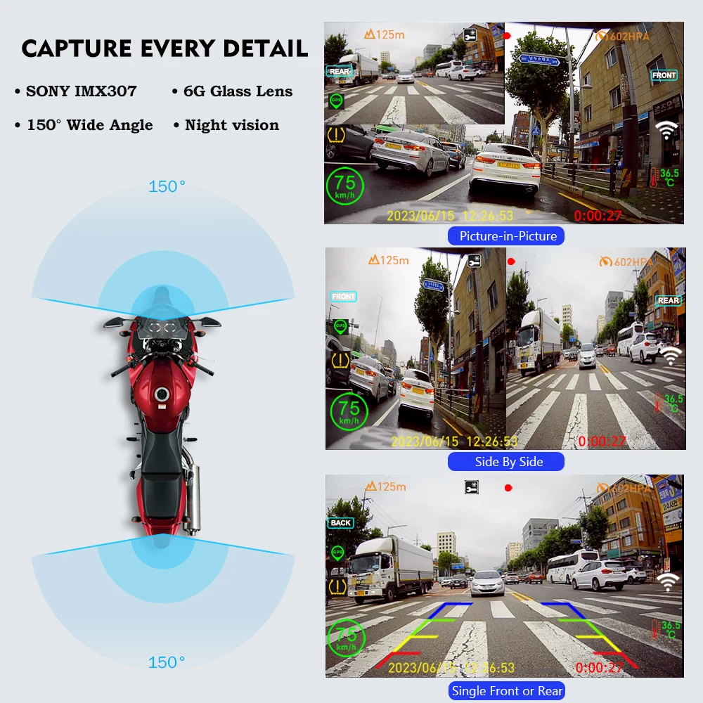 Мотоциклетный Видеорегистратор Carplay Android GPS-навигация 5