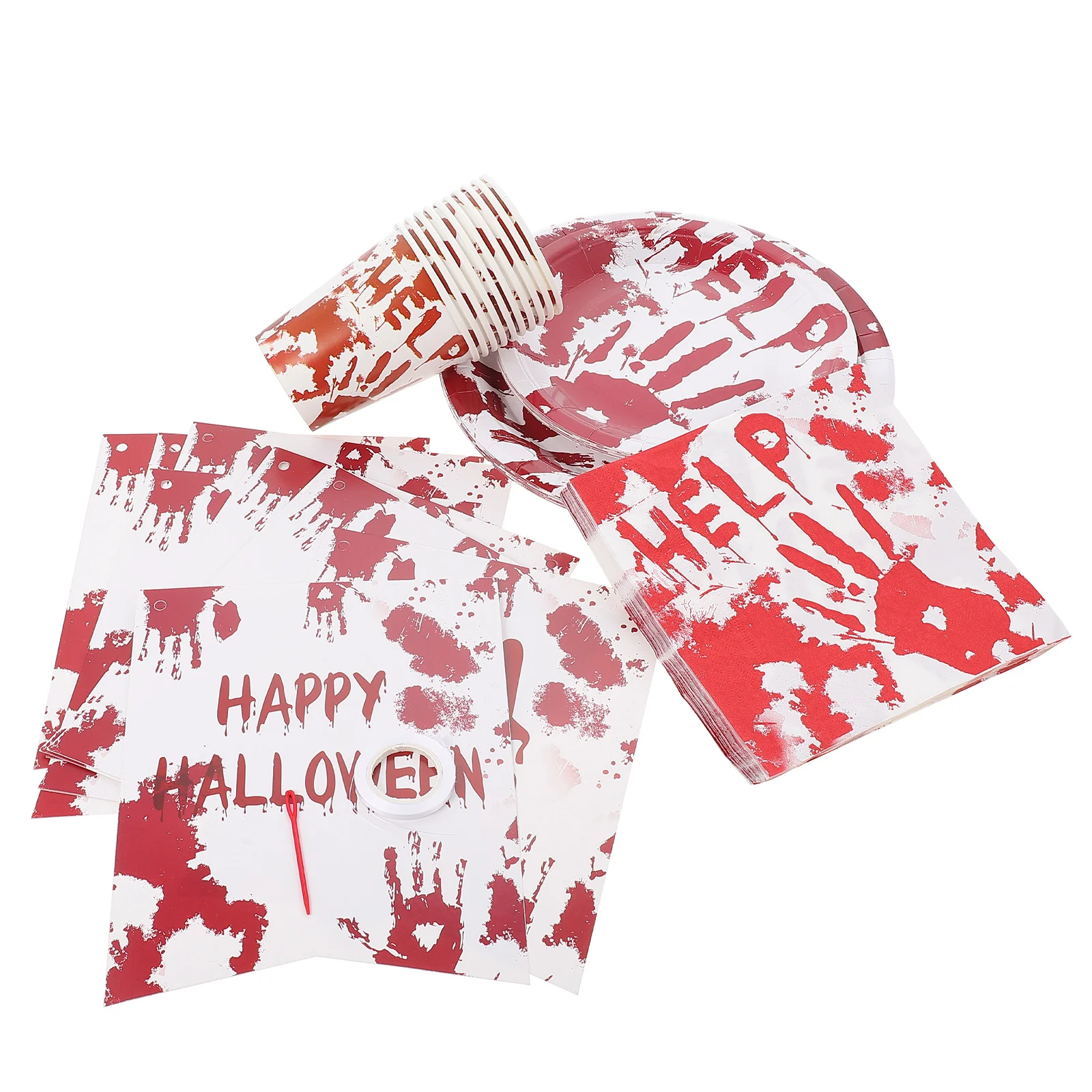 

Plates Party Paper Decorationsdisposable Cups Tablewaresupplies Horror Napkins Time Zombie Good Spooky Dinnerware Banner Set