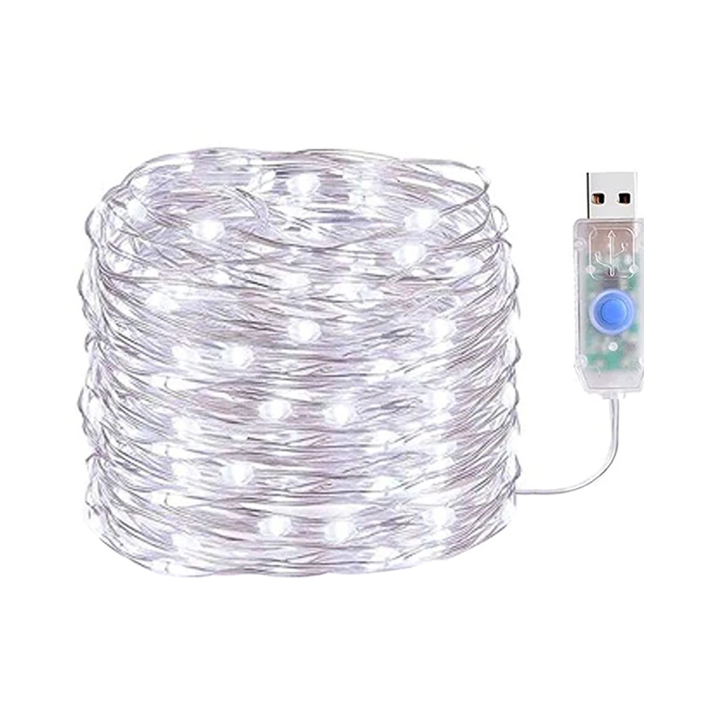 

USB LED Light String Home Office Garden Waterproof Remote Control Timer Lamp String 5m 50LEDs Blue