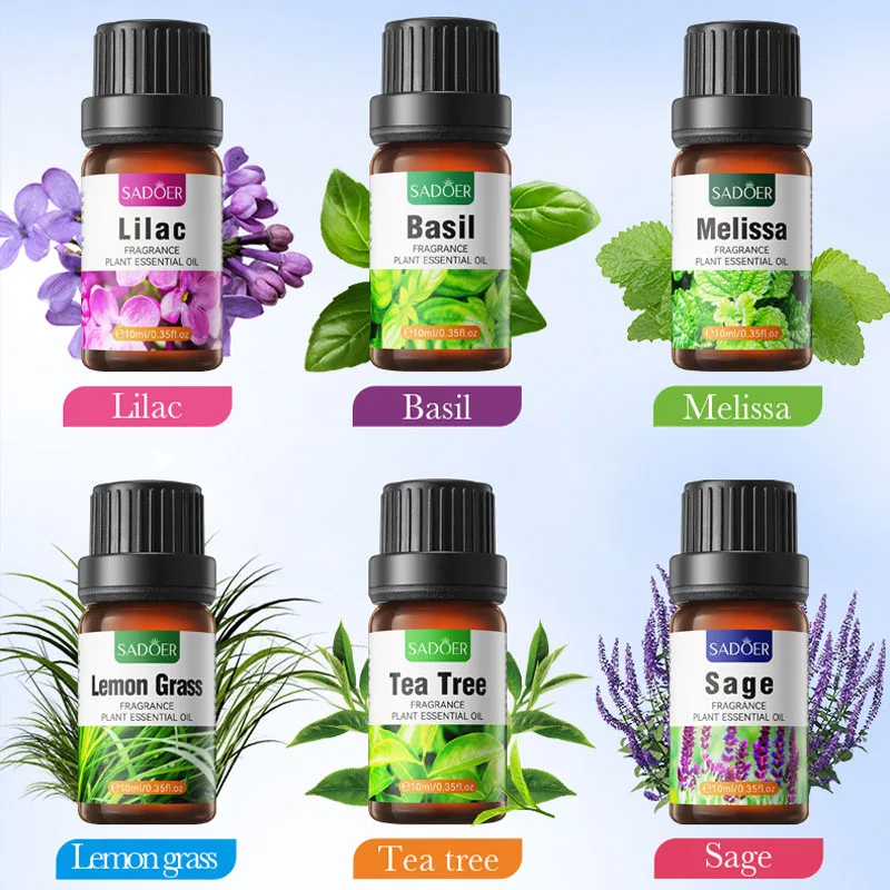 Набор эфирных масел 6 шт. 10 мл чистый натуральный базилик сиреневый мелисса