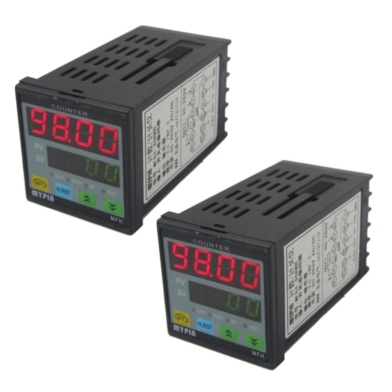 

2X MYPIN 4 Digital Counter Length Counter Length Meter Multi-Functional Intelligent 90-260V AC/DC Preset Relay Output