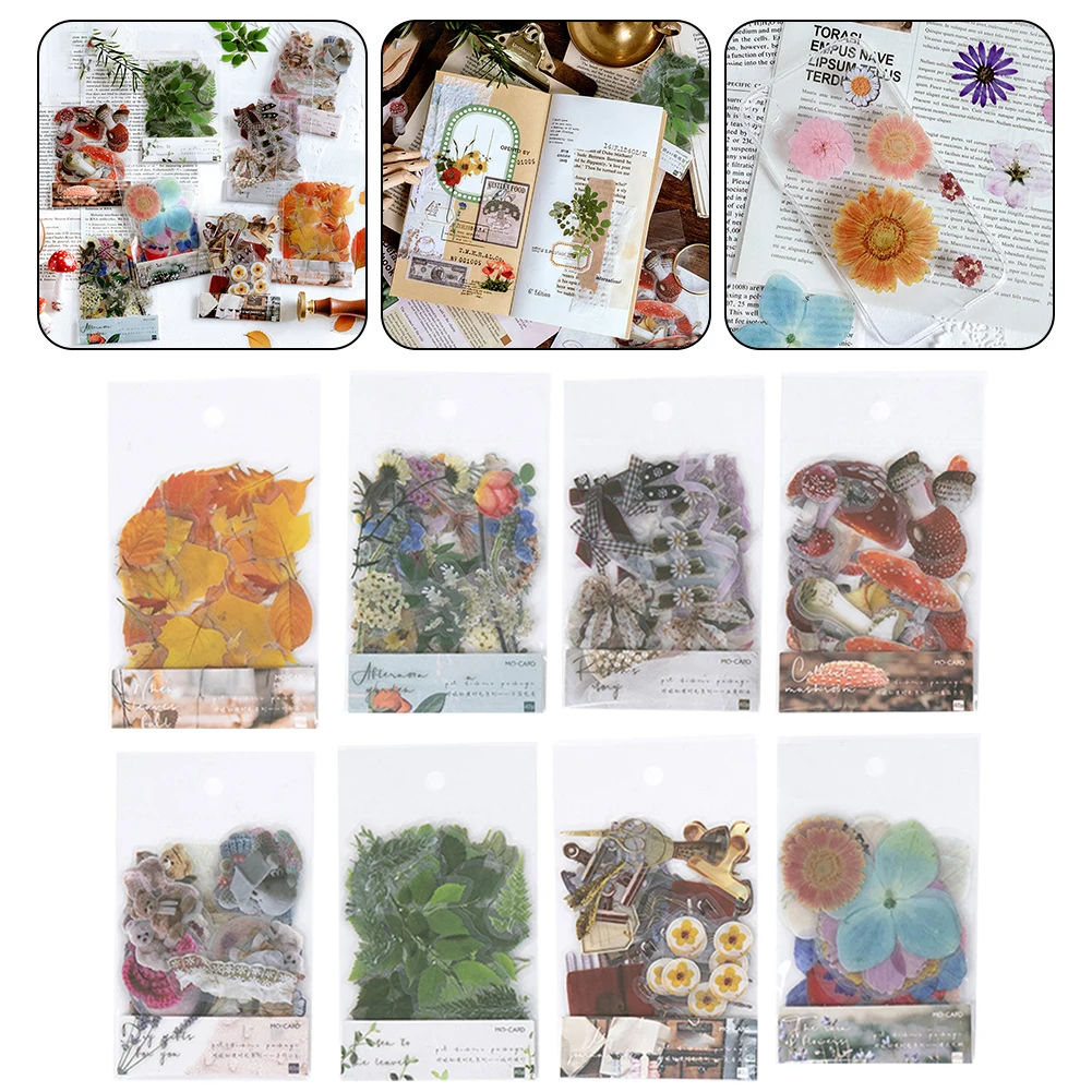 

40pcs Scrapbooking Stickers DIY Simulated Plant Diary Album Decor Material Hand Made Supplies Decorative Stickers 8x4x1cm