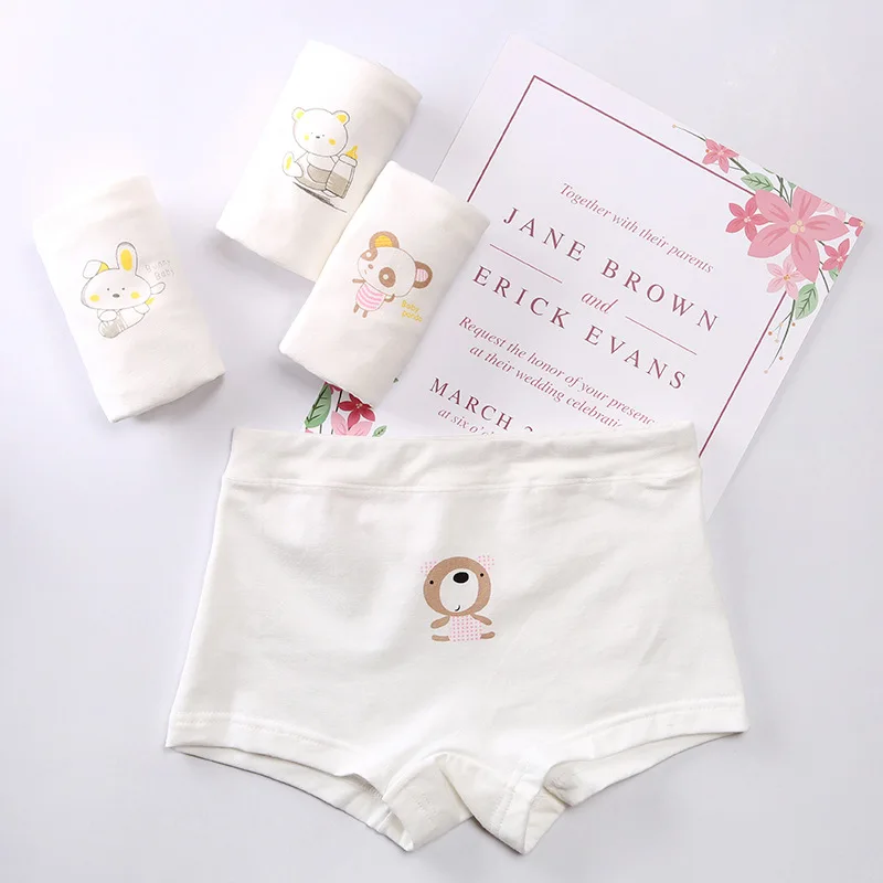 

3PCS and 4PCS Boxer Woman Cotton By Lot White Cartoon Panties For Girls Soft Good Quality Cute Clothes for Children 2 to 8 Years