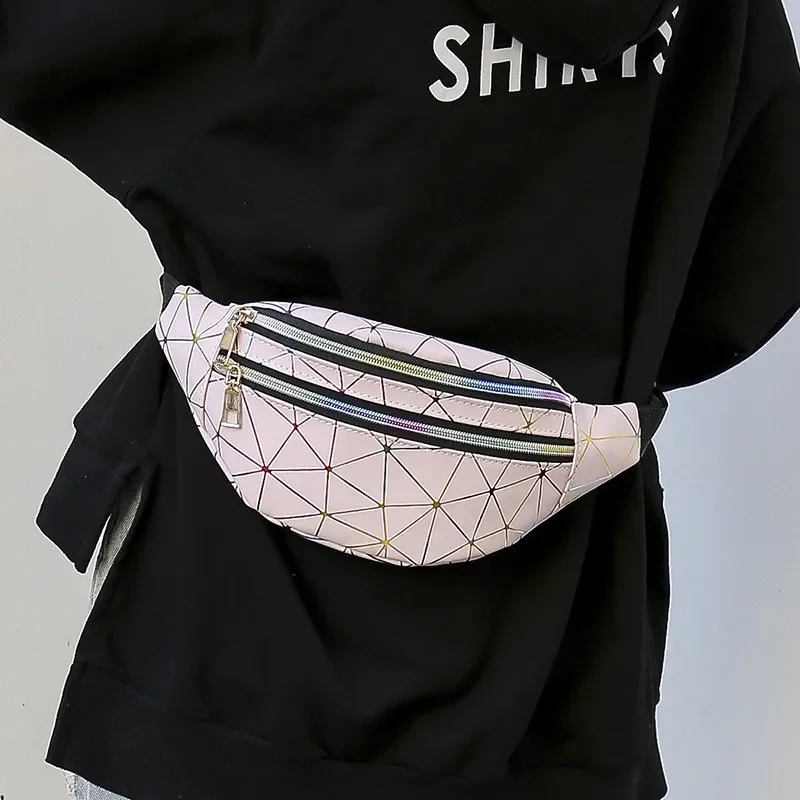 Женская Модная Универсальная Поясная Сумка С Геометрическим Узором Лазерная
