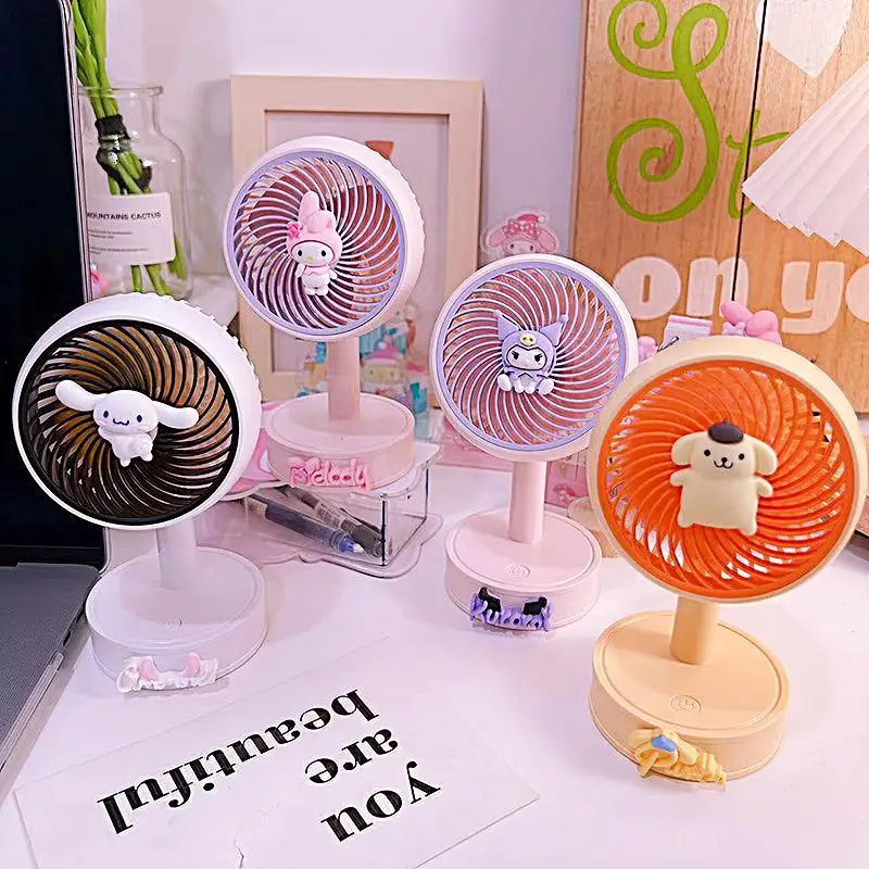 

Kawaii Sanrios аниме Kuromi Cute Mymelody мультфильм Cinnamoroll кукла лето Usb зарядка тихий детский Настольный веер декоративные игрушки