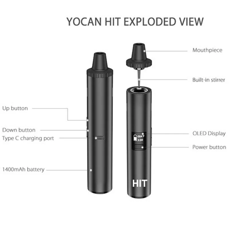 Vape Pen Original Yocan Hit Kit  Dry Herb Vaporizer Box Mod 1400mAh Battery Electronic Cigarette Herbal Tobacco enlarge