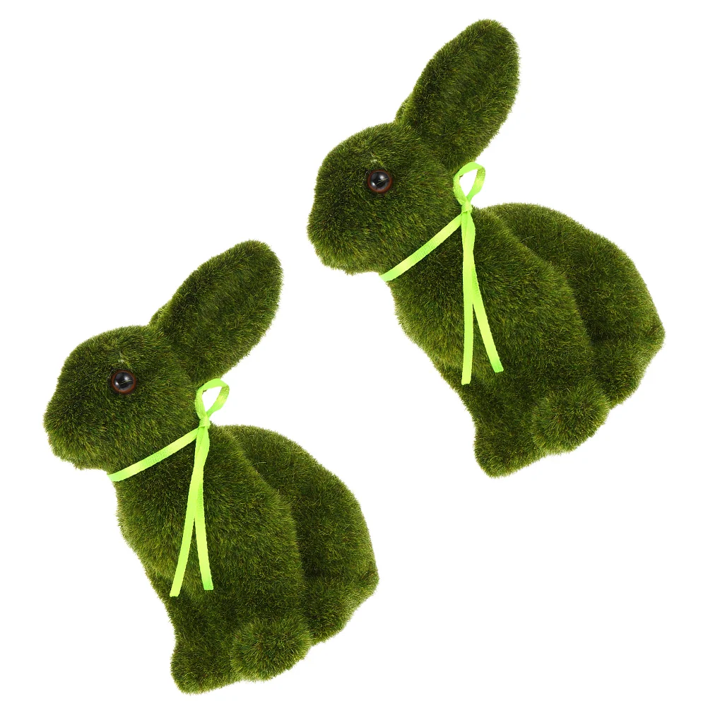 

2pcs Bunny Decors Easter Bunny Artificial Moss Bunny Bunny Statue Moss Bunny Bunny Decor