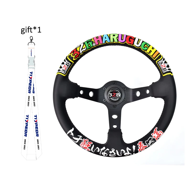 

Глубокое рулевое колесо 326 из кожи, 90 мм, 330 мм, с вышивкой, модификация JDM, рулевое колесо