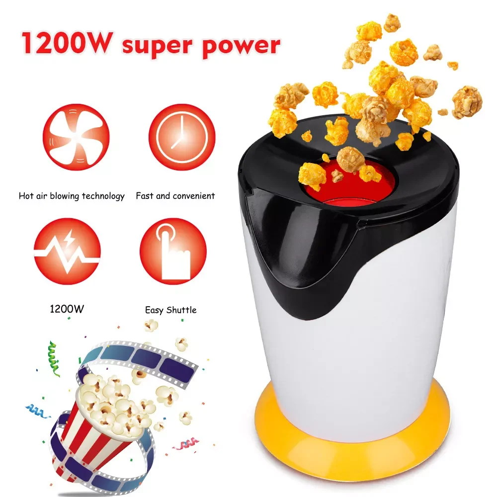 

220V Electric Corn Popcorn Maker Household Automatic Mini Hot Air Popcorn Making Machine DIY Corn Popper Children Gift