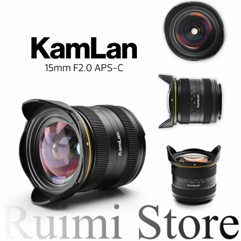 Широкоугольный объектив Kamlan 15 мм f2.0 для беззеркальной камеры Canon M/Sony E/Fuji X/M43 с ручной фокусировкой