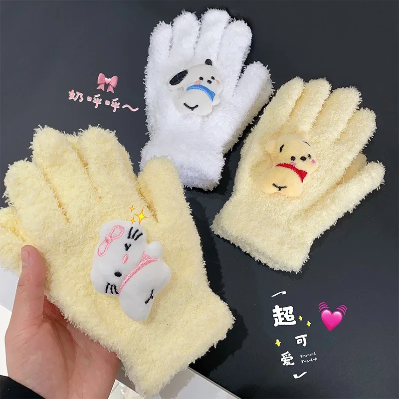 Перчатки Винни-Пух Диснея Женские Милые Мягкие Теплые Из Кораллового Флиса