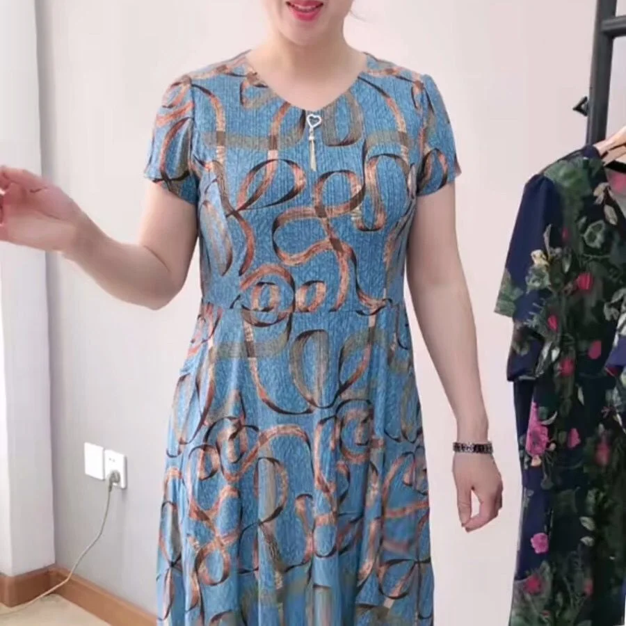 Новая летняя одежда для мам эластичное платье из ледяного шелка с боковыми