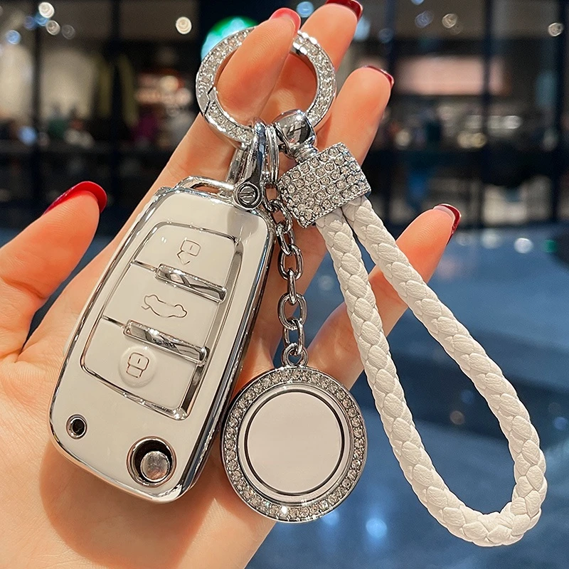 

Leather Rope Keychain TPU Car Key Case Shell Cover Fob For Audi A1 A3 A4 B9 A5 A6L A6 S4 S5 S7 8W Q7 4M Q5 TT TTS RS Q3 Q5 Q7 R8