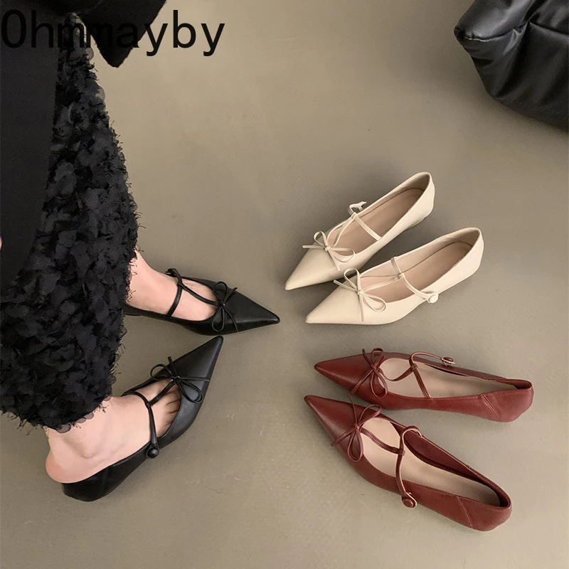 2024 весенне-осенняя женская обувь Мэри Джейн модная офисная с острым носком