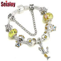 seialoy inflatable welcome figure waving pendant pendulum clock bead yellow flowers heart charm bracelets for women gifts