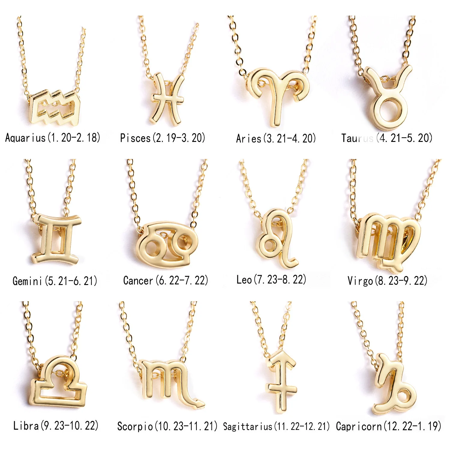 

Fashion New Creative Symbol Version Twelve Constellations Rhinestone Paper Card Necklace Versatile Clavicle Chain Wholesale