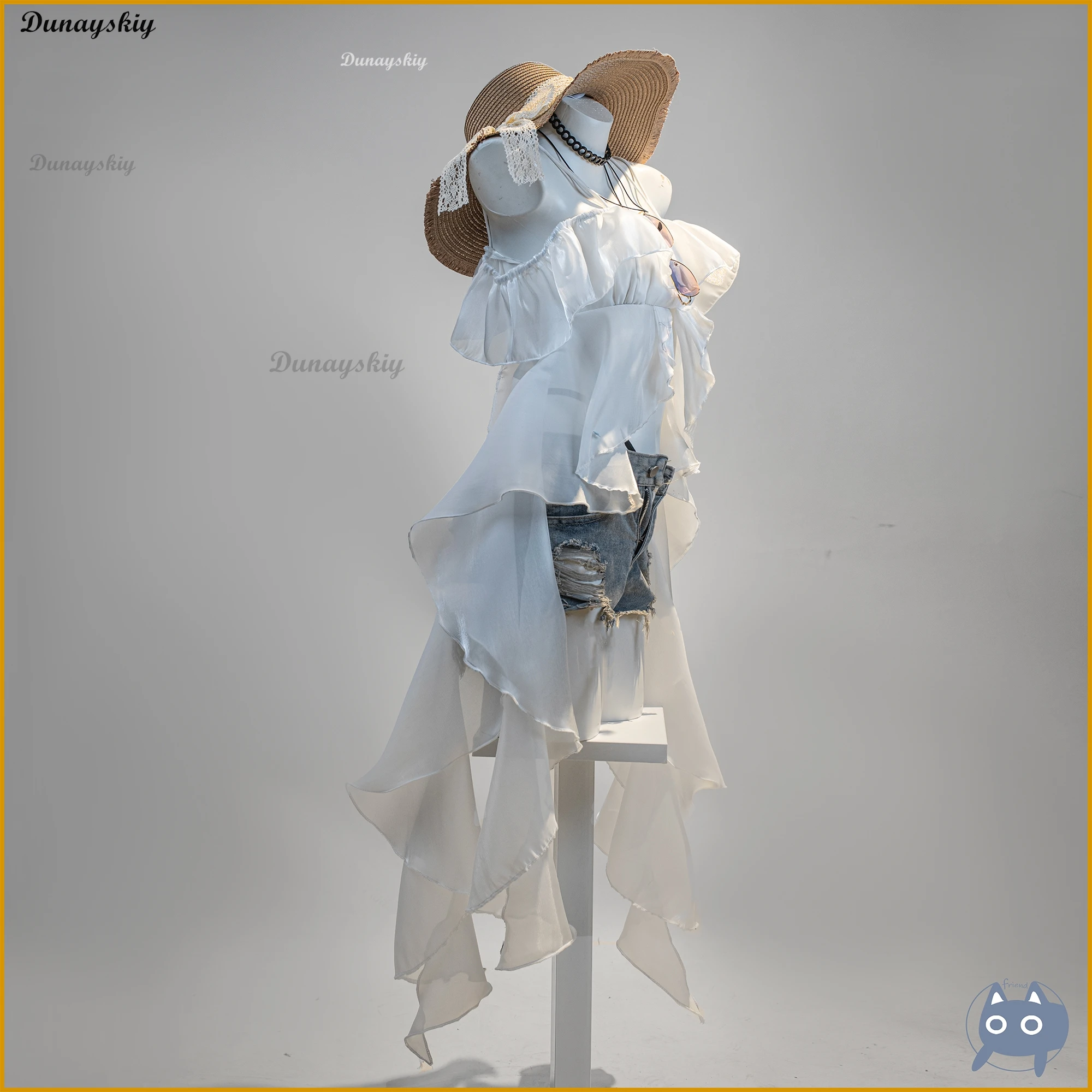 Wuthering Waves Ashleigh Haddad Косплей Костюм Парик Белое Платье Униформа Главный Персонаж