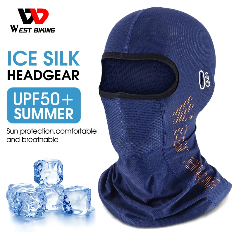 

WEST BIKING Cool Men's Hat Summer Anti-UV Full Face Cover Motorcycle Balaclava Ice Silk Breathable Bike Helmet Mask Cycling Caps