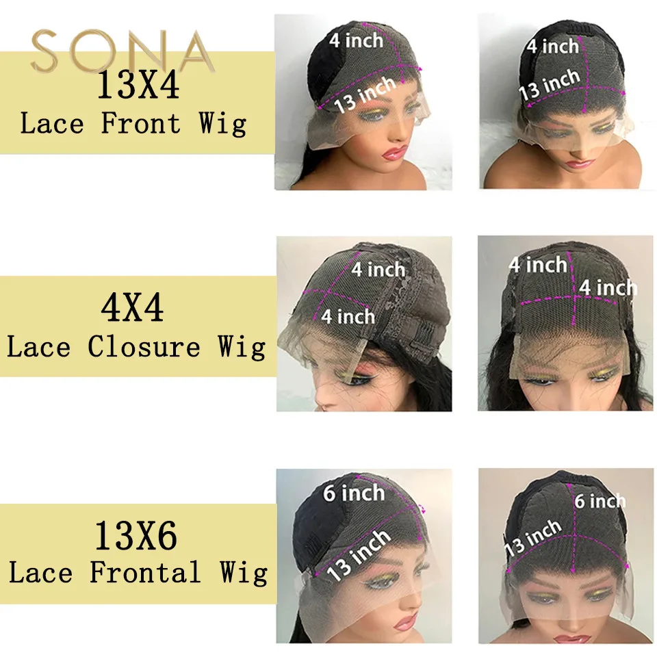 Парик из натуральных человеческих волос с прозрачной кружевной передней частью