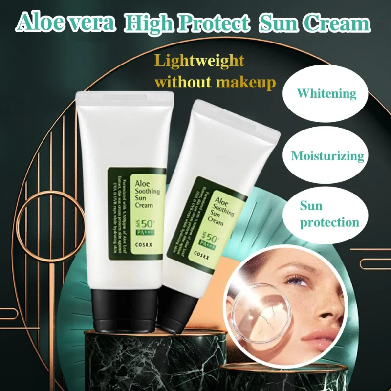 

Aloe Vera Soothing Sunscreen Cream SPF50+ Facial Isolation Concealer Waterproof Lasting Oil Control Anti-Wrinkle Whitening