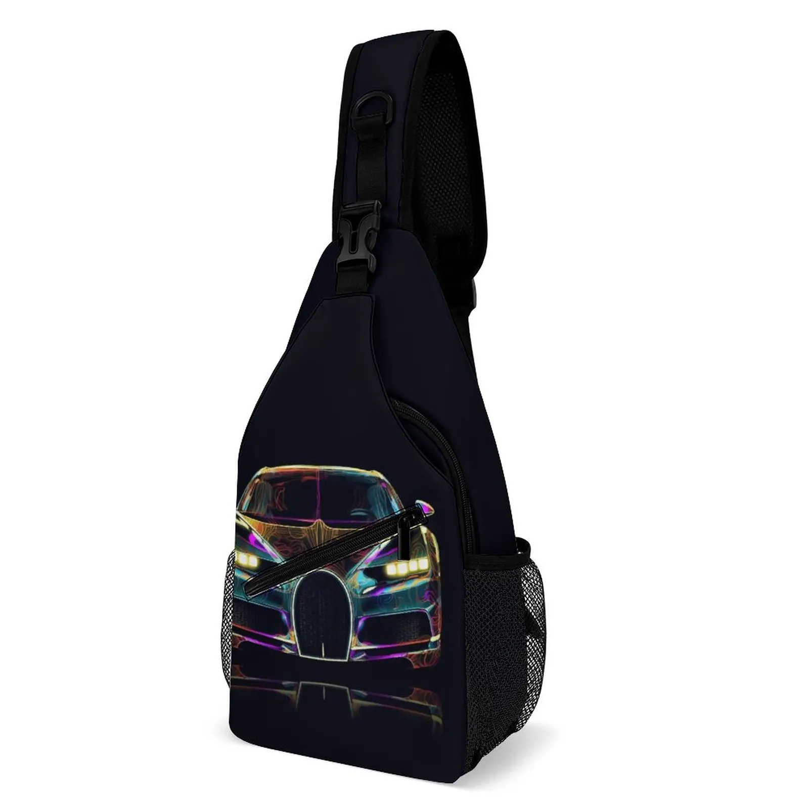 

Sports Car Shoulder Bags Line Art Neon Retro Chest Bag Male Cycling Motorcycle Sling Bag University Print Small Bags