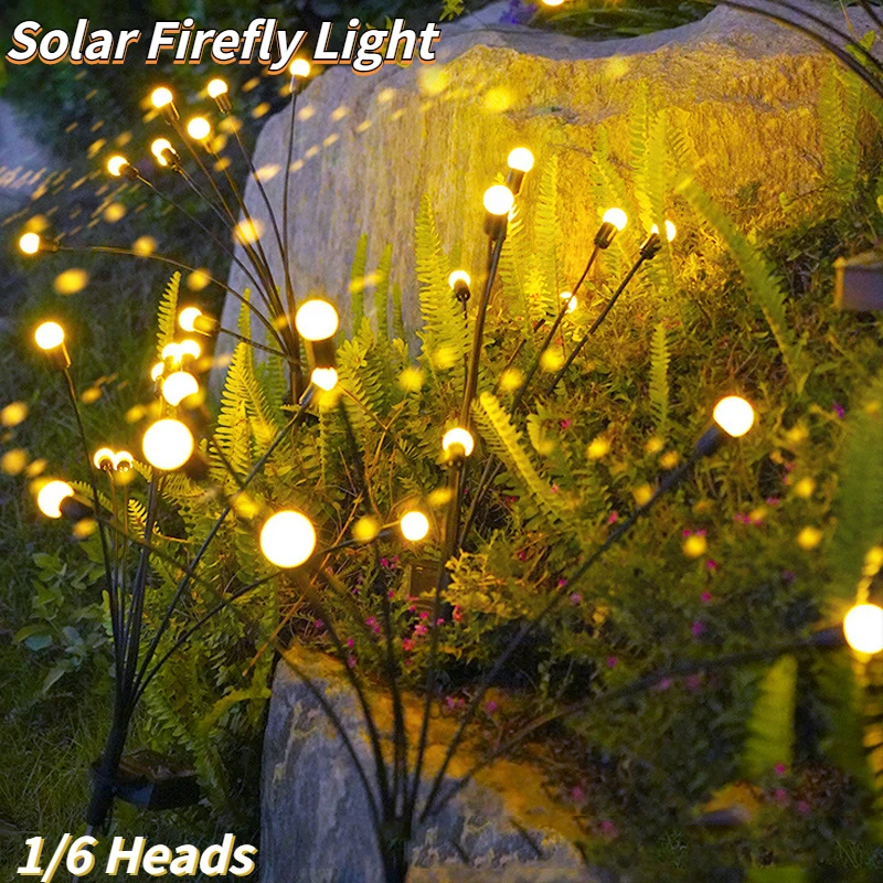 

1/6 Head Solar LED Light Outdoor Garden Lights Firework Firefly Swaying Light Landscape Light for Yard Pathway Lawn Garden Decor