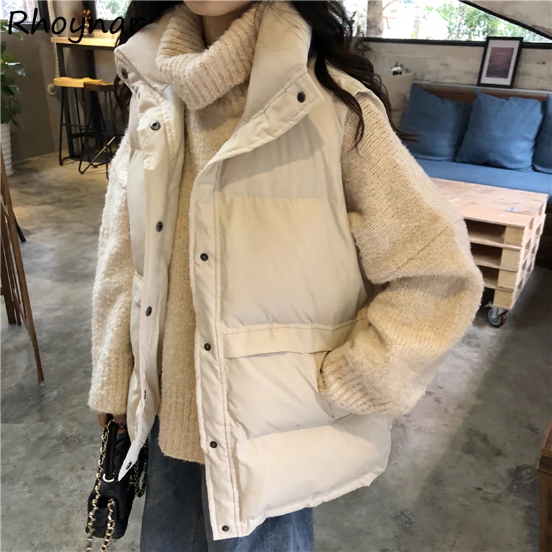 

Vests Women Fashion Chic Simple Warm Winter All-match Sweet Daily Popular Young Lady Korean Style Student Trendy Soft Coats New