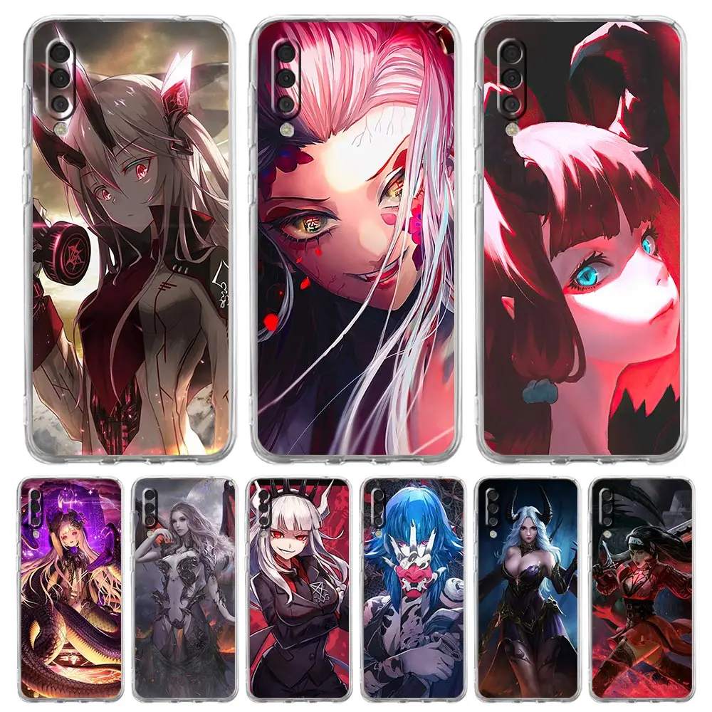 

Demon Anime Girl Phone Case For Samsung Galaxy A50 A70 A20 A30 A40 A20E A10 A10S A20S A02S A12 A22 A32 A52S A72 5G Clear Cover