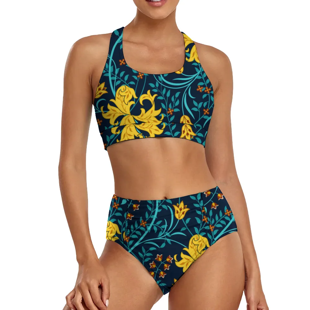 

New Sexy Bikinis Set Summer 3d Shattered Flowers Print Bikinis Loose Female Holiday Swimsuit Hawaii Women Beachwear Swimwear 5XL
