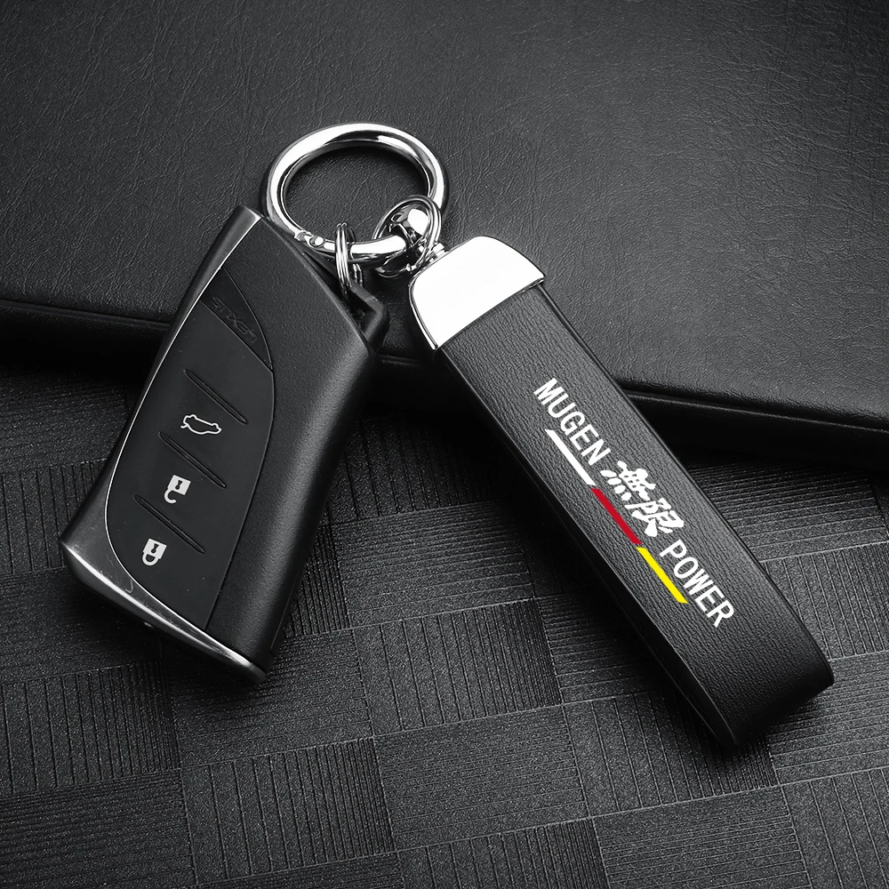 

Luxury Leather Car Mugen Badges Keychain Key Chain Rings Keyring Accessories For Honda Accord Civic Fit City Pilot Odyssey CRV