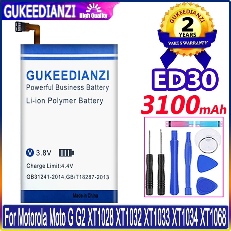 Аккумулятор GUKEEDIANZI ED30 3100 мАч для Motorola Moto G G2 XT1028 XT1032 XT1033 XT1034 XT1068 ED 30 XT 1028 1032 1033, аккумулятор