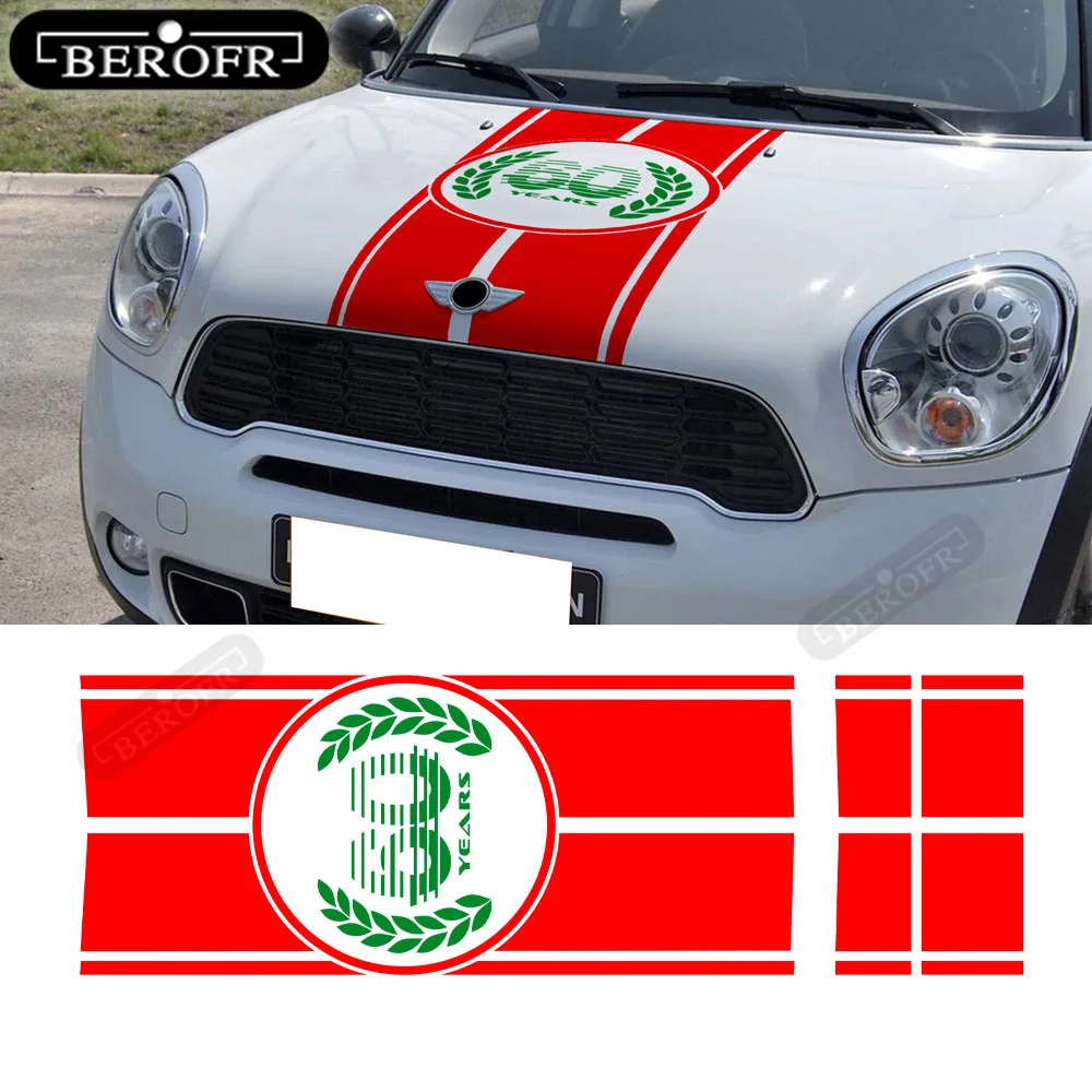 

Car Styling Hood Bonnet Stripes Trunk Rear Vinyl Decal for mini countryman r60 stickers accessories