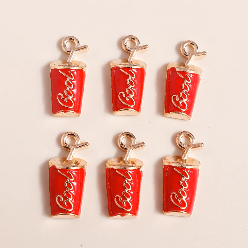 

10pcs Enamel Pop Cola Drinks Beverages Charms Funny Food Pendants for DIY Jewelry Making Handmade Accessories Bulk Wholesale