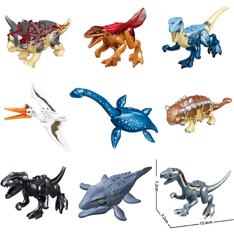 

Jurassic Dinosaur Mini T-Rex Carnotaurus Baryonyx Stygimoloch Velociraptor Ankylosaurus Building Bricks Toys For Children Gifts