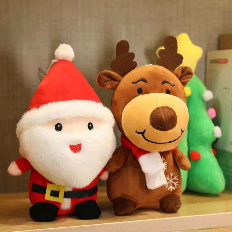 

Милые рождественские плюшевые игрушки в виде лося, рождественская елка, Санта-Клаус, мягкие куклы, детский подарок на день рождения, Рождест...