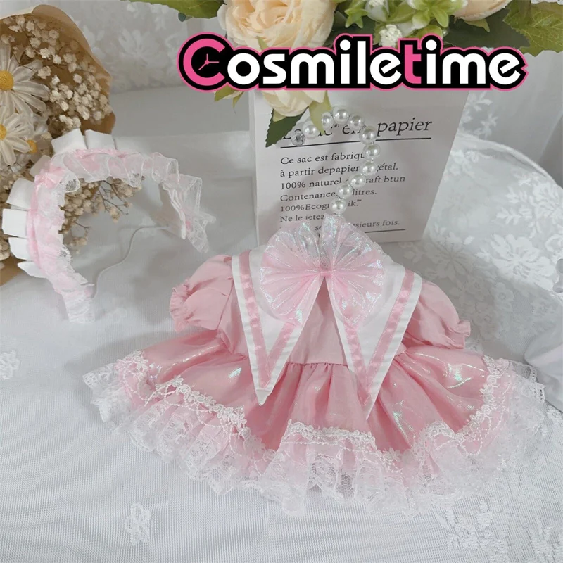 

Handmade For Plush 20cm Doll Pink Maid Skirt Clothes Clothing Dress Up XM Cosplay Accessories Anime Figure Toy Xmas Gifts