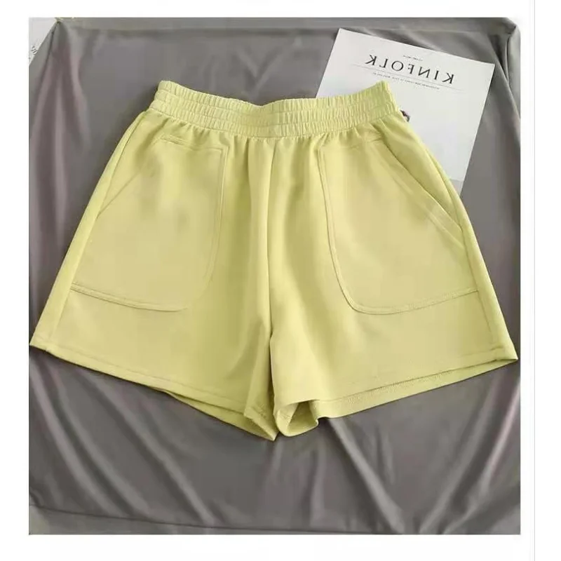 Solid Color Sports Shorts Women2023 Summer New High Waist Loose Showing Thin Wide Leg Pants Fashion Casual Biker Shorts Women