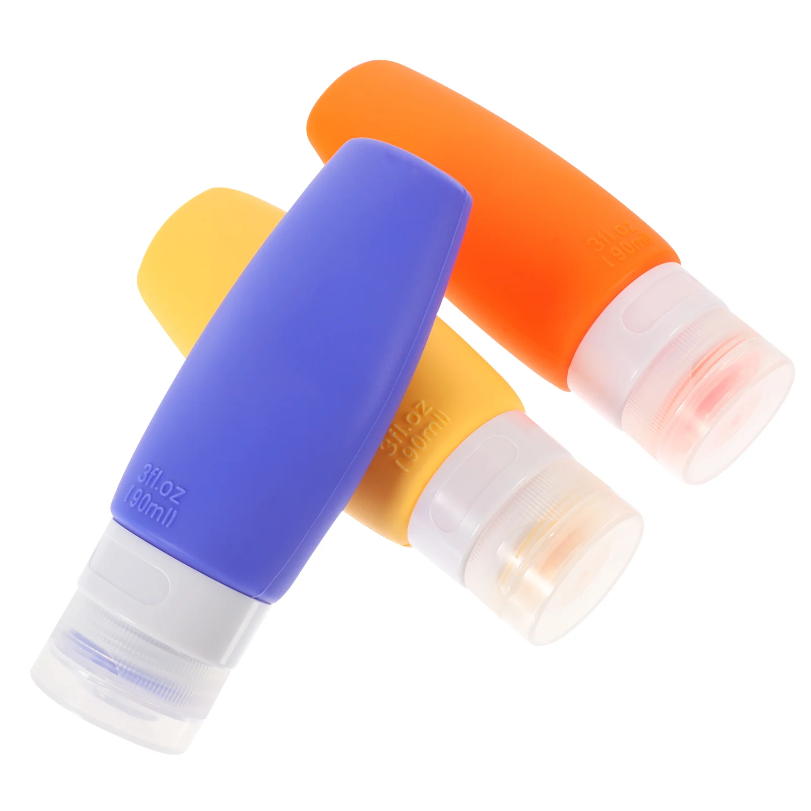 

3pcs Travel Size Bottles Silicone Empty Bottles Refillable Lotion Shampoo Bottles with Storage Bag(90ml)