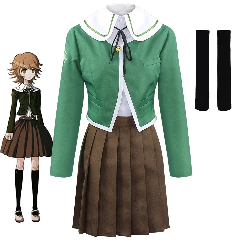 Chihiro Fujisaki Косплей Костюм Аниме Danganronpa Парик Женская JK Униформа Хэллоуин