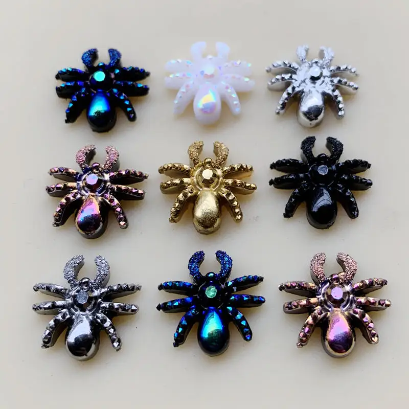 60pcs Animal Art Designs Spider Jewelry Charms DIY Halloween Decorations Accessories 13mm-B58